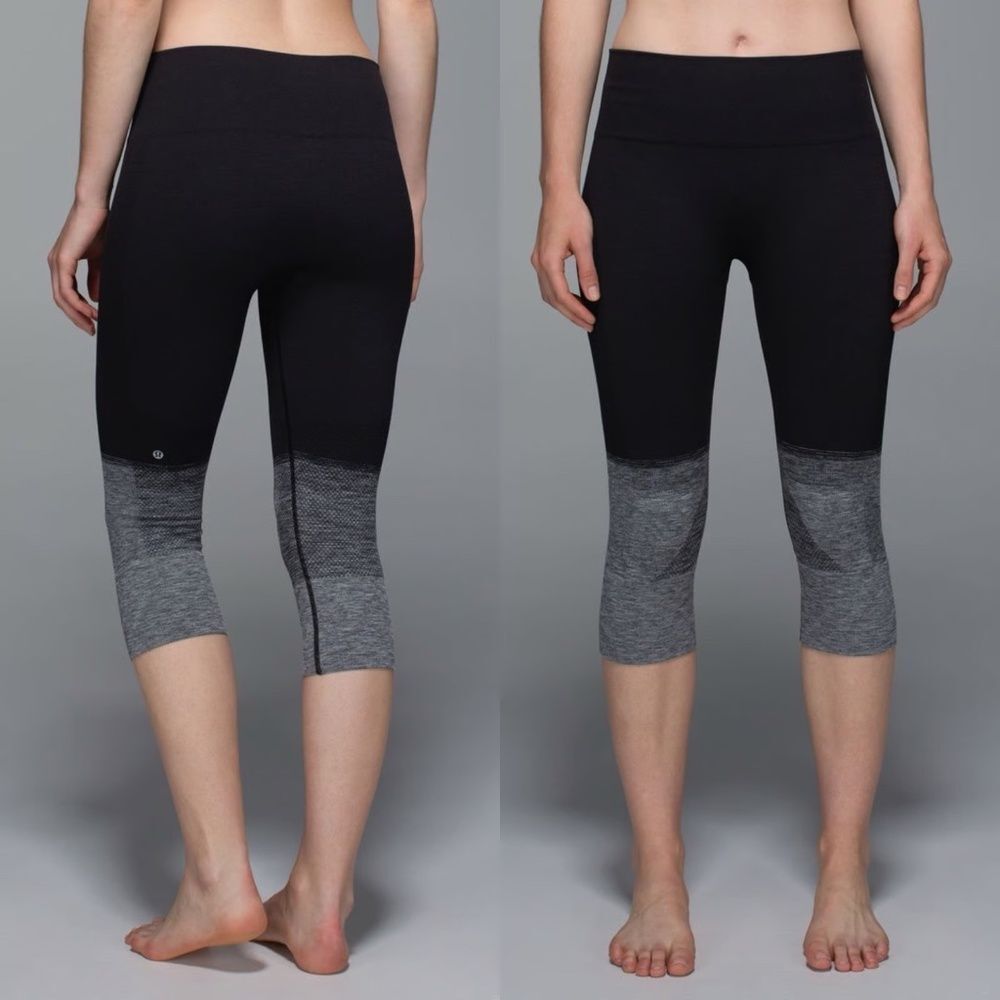 Lululemon NWOT‎ Seamlessly Street Crop Black/Grey Heather Leggings Sz 6